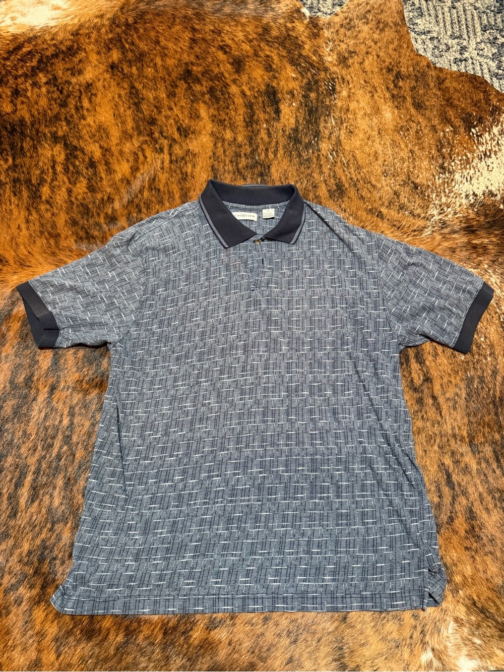 Vintage Chereskin Blue Gray Short Sleeve Polo Shirt Mens XL Cotton Polyester